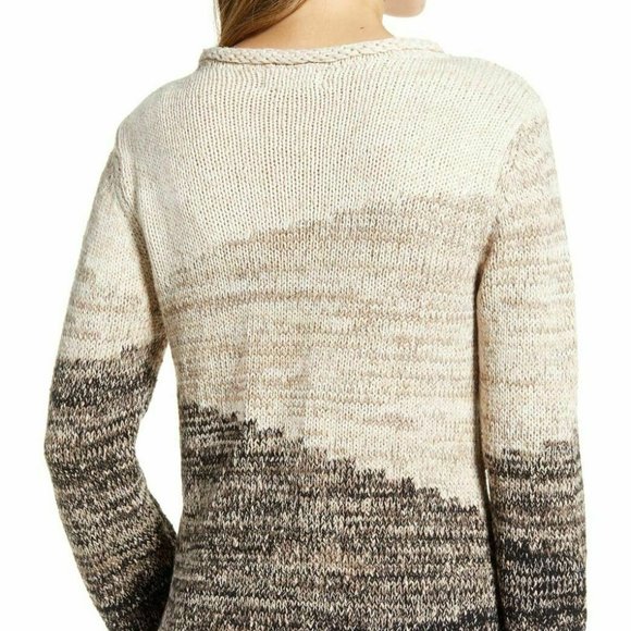 Karl Lagerfeld Rolled Neck Ombre Knit Pullover Sweater 3/4 Sleeves Large NWT - Picture 2 of 8